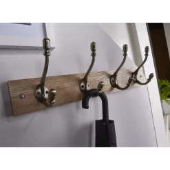 4 Deco Antique Brass Hook On Light Rustic Board -Furniture Sale Store 12839311 5884845859155042