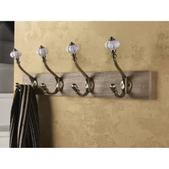 4 Ceramic Antique Brass Hook On Dark Rustic Board -Furniture Sale Store 12839315 5494845859446297