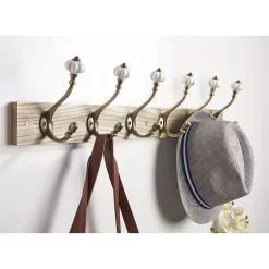 6 Ceramic Antique Brass Hook On Dark Rustic Board -Furniture Sale Store 12839323 7074845859622106