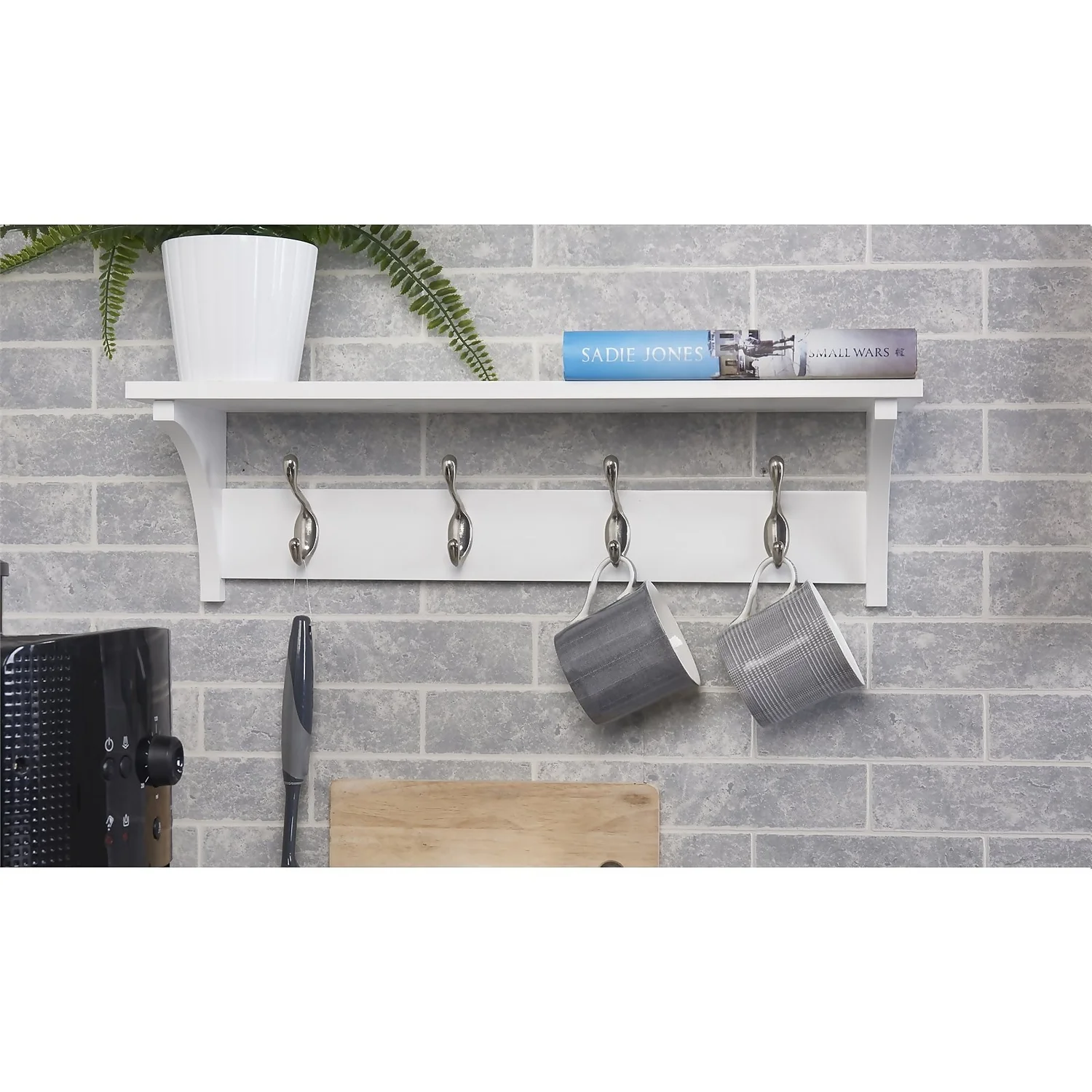 4 Coat Satin Nickel Hooks On White Shelf Combo 3 4 Coat Satin Nickel Hooks On White Shelf Combo - Image 3