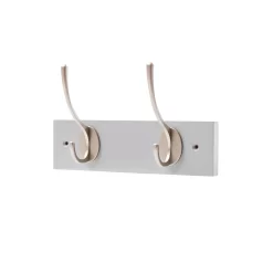 2 Victorian Satin Nickel Hooks On Dove Bloc Board
