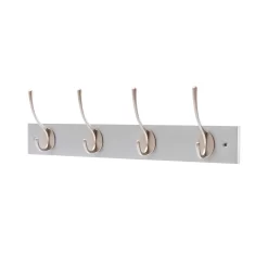 4 Victorian Satin Nickel Hooks On Dove Bloc Board