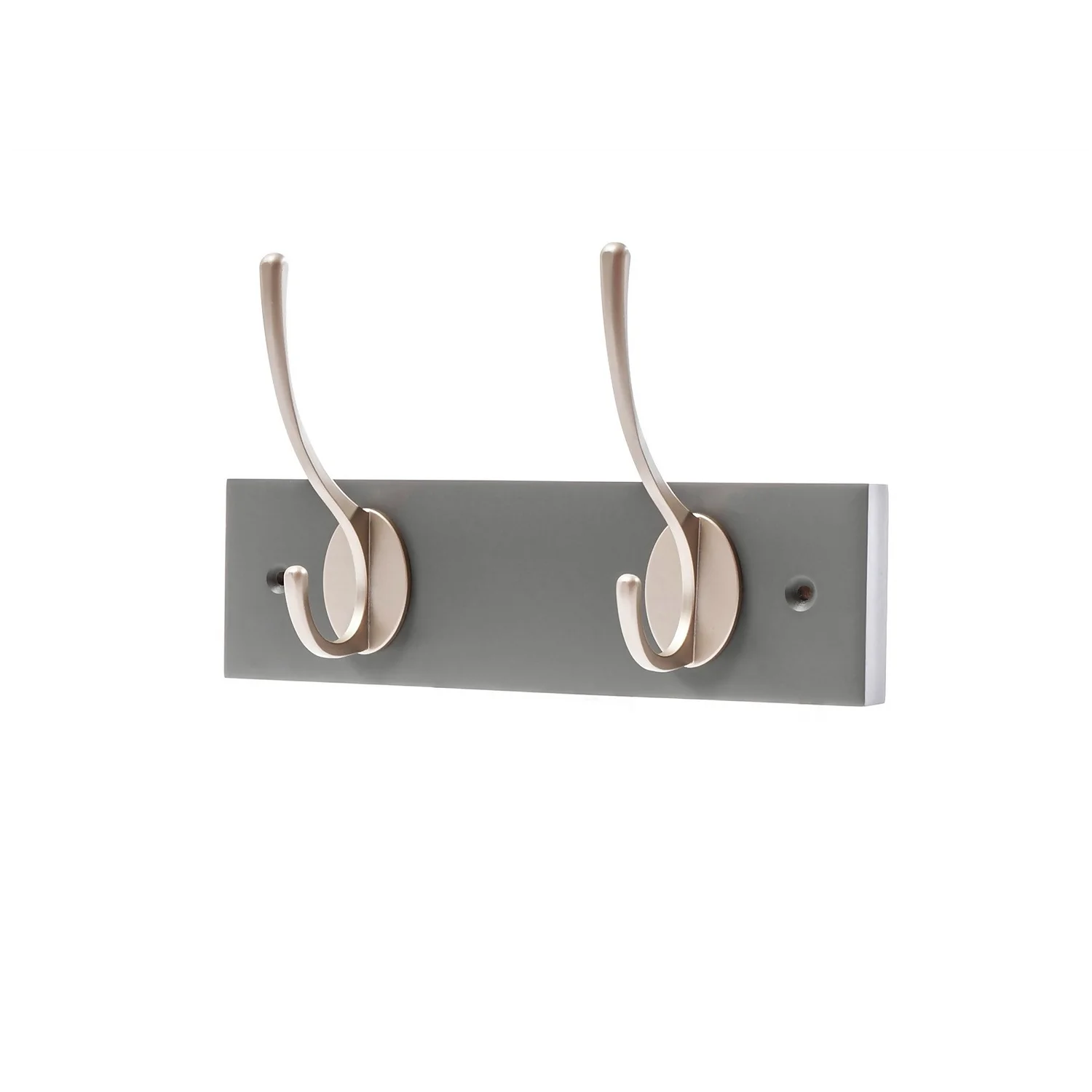 2 Victorian Satin Nickel Hooks On Slate Grey Bloc Board 1 2 Victorian Satin Nickel Hooks On Slate Grey Bloc Board