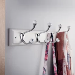 None White Hook Rail - Polished Chrome - 4 Hooks -Furniture Sale Store 12840010 2284849996176120