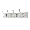 None White Hook Rail - Polished Chrome - 4 Hooks