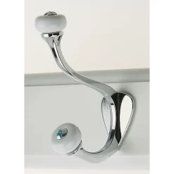 None White Hook Rail - Polished Chrome - 4 Hooks -Furniture Sale Store 12840010 3294849996214385