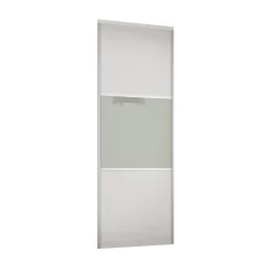 Linear Sliding Wardrobe Door 3 Panel White / Arctic White Glass With White Frame (W)914mm