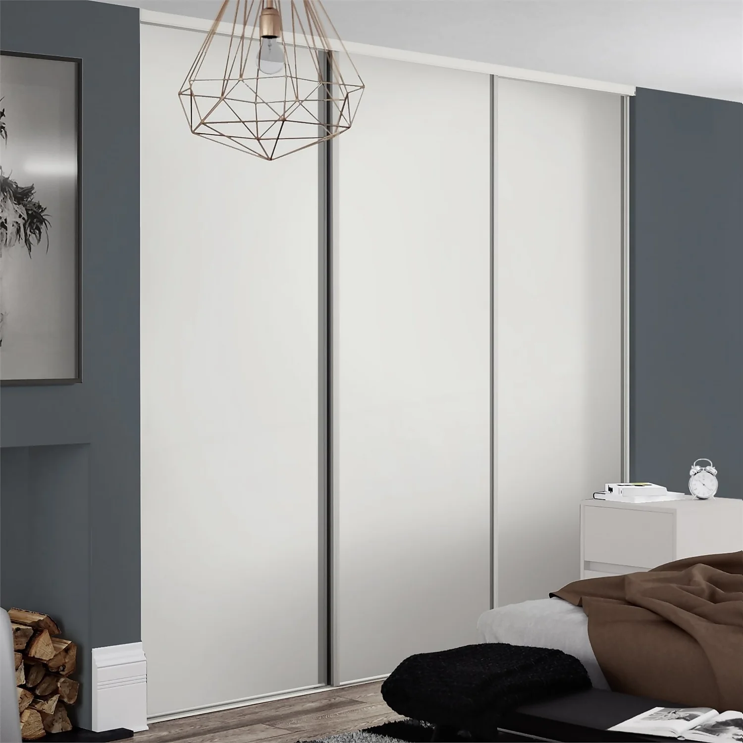 Classic Sliding Wardrobe Door White Panel With White Frame (W)762mm 2 Classic Sliding Wardrobe Door White Panel With White Frame (W)762mm - Image 2