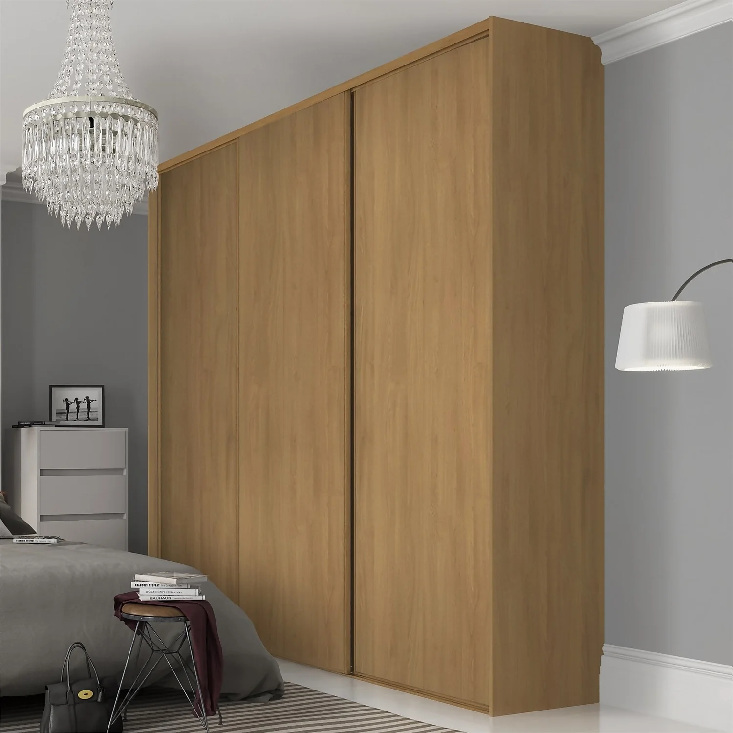 Classic Sliding Wardrobe Door Oak Panel Oak Frame (W)762mm 2 Classic Sliding Wardrobe Door Oak Panel Oak Frame (W)762mm - Image 2