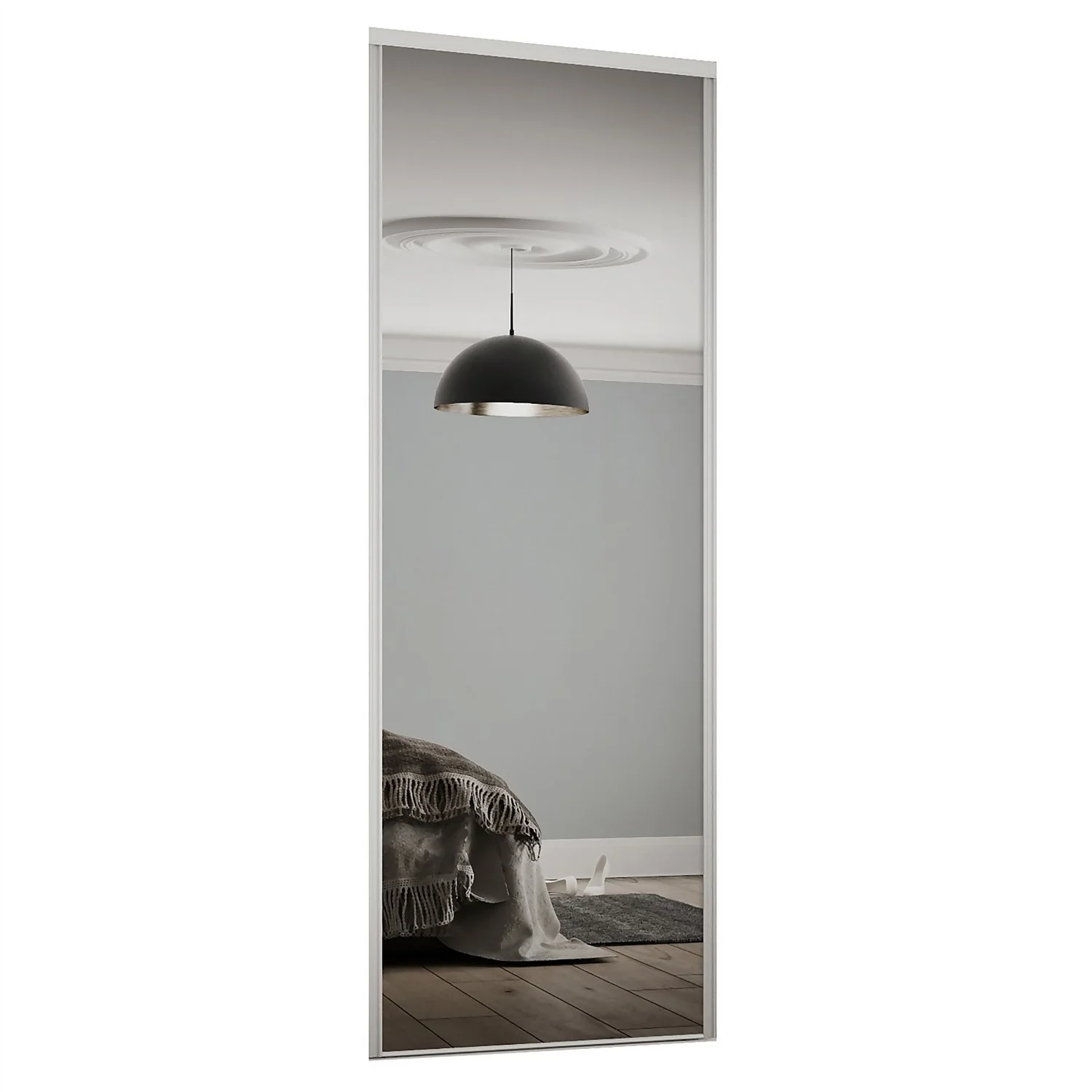 Classic Sliding Wardrobe Door Mirror With White Frame (W)914mm 1 Classic Sliding Wardrobe Door Mirror With White Frame (W)914mm