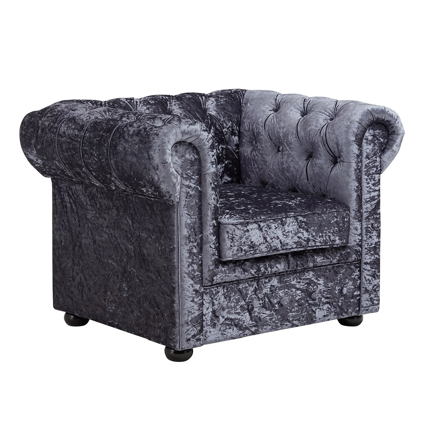 Chesterfield Crushed Velvet Armchair - Petrol Blue 1 Chesterfield Crushed Velvet Armchair - Petrol Blue