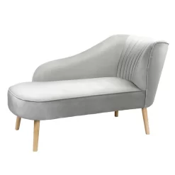 Lara Luxury Velvet Chaise Longue - Silver