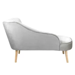 Lara Luxury Velvet Chaise Longue - Silver -Furniture Sale Store 12882862 8814893575365956