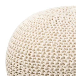Charles Chunky Knit Pouffe - Cream -Furniture Sale Store 12882880 9484898261778141
