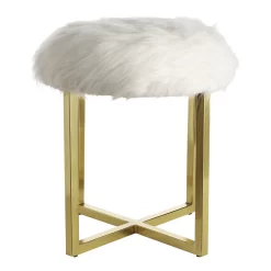 Mary Furry Stool - White -Furniture Sale Store 12887591 1934885834123224