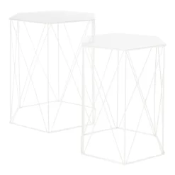 Hex Side Table Set Of 2 White