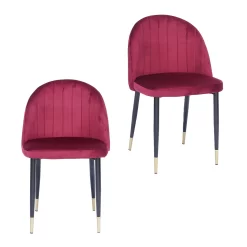 Illona Velvet Dining Chairs - Set Of 2 - Berry