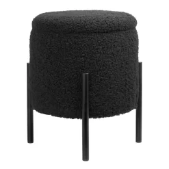 Tori Boucle Footstool - Black