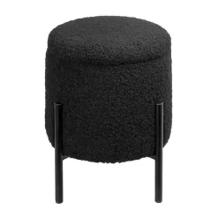 Tori Boucle Footstool - Black -Furniture Sale Store 13130401 1634919264449026
