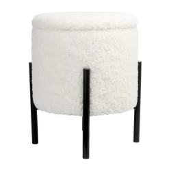 Tori Boucle Footstool - White