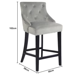 Annabelle Velvet Bar Stool - Grey -Furniture Sale Store 13223761 2104927306648863