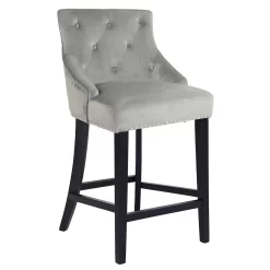 Annabelle Velvet Bar Stool - Grey