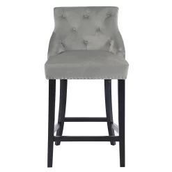 Annabelle Velvet Bar Stool - Grey -Furniture Sale Store 13223761 7994927306506681