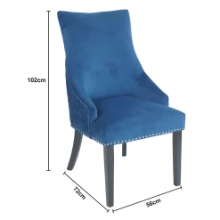 Annabelle Pleated Back Velvet Dining Chairs - Set Of 2 - Navy -Furniture Sale Store 13223766 6994926477174525