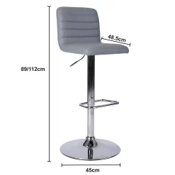 Chet Height Adjustable Faux Leather Bar Stool - Grey -Furniture Sale Store 13223770 2014927306672266