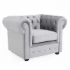 Chesterfield Velvet Armchair - Silver