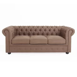 Chesterfield Faux Leather 3 Seater Sofa - Tan -Furniture Sale Store 13514413 4794961771174967