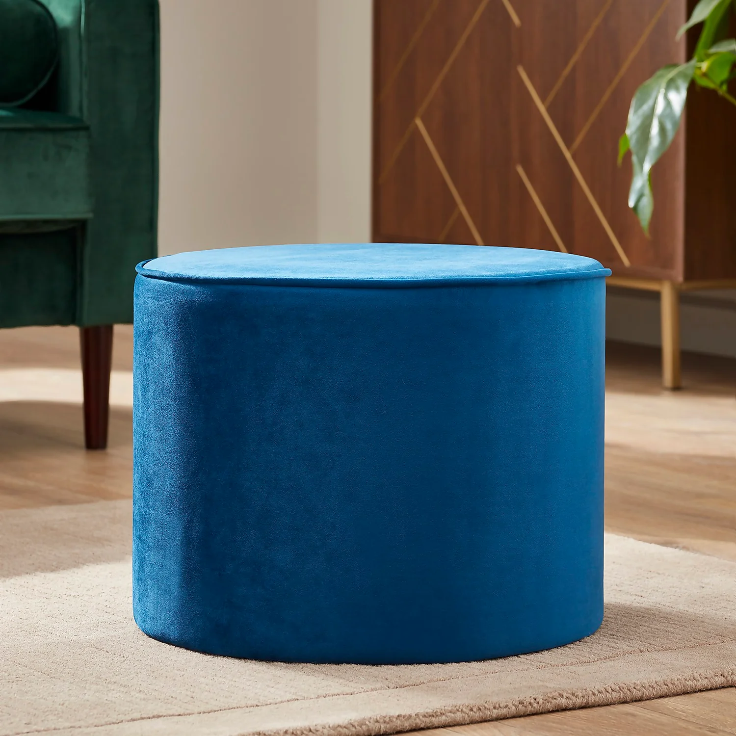 Pippa Round Pouffe - Blue 2 Pippa Round Pouffe - Blue - Image 2