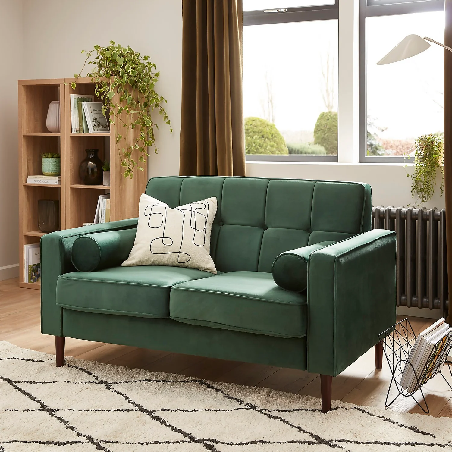 Draper Velvet 2 Seater Sofa In A Box - Green 2 Draper Velvet 2 Seater Sofa In A Box - Green - Image 2
