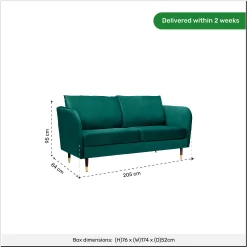 Cosmo Velvet 3 Seater Sofa In A Box - Emerald -Furniture Sale Store 13646014 1545007639476076
