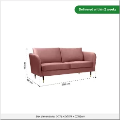 Cosmo Velvet 3 Seater Sofa In A Box - Rose Pink -Furniture Sale Store 13646015 1155007639618264