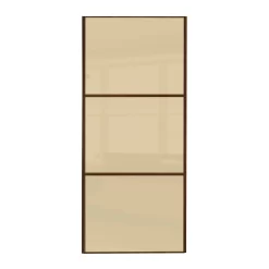Linear Sliding Wardrobe Door 3 Panel Cream Glass With Walnut Frame (W)914mm