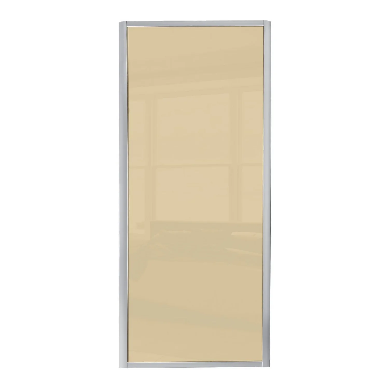 Ellipse Sliding Wardrobe Door 1 Panel Cream Glass With Aluminium Frame (W) 914mm 1 Ellipse Sliding Wardrobe Door 1 Panel Cream Glass With Aluminium Frame (W) 914mm