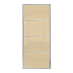 Ellipse Sliding Wardrobe Door 4 Panel Cream Glass With Aluminium Frame (W)914mm