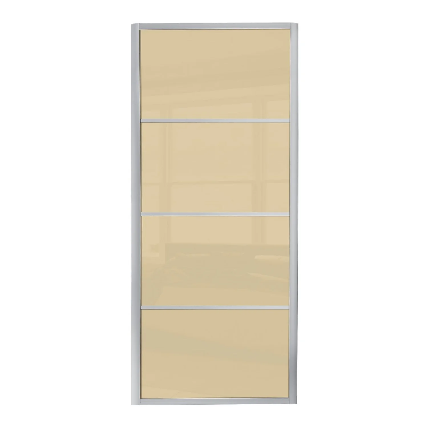 Ellipse Sliding Wardrobe Door 4 Panel Cream Glass With Aluminium Frame (W)914mm 1 Ellipse Sliding Wardrobe Door 4 Panel Cream Glass With Aluminium Frame (W)914mm