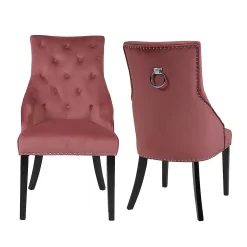 Annabelle Velvet Chairs - Set Of 2 - Rose