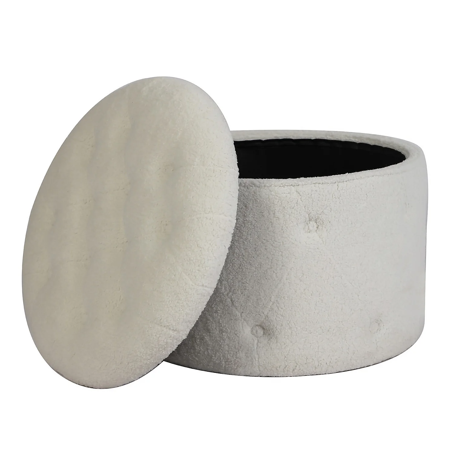 Betty Boucle Button Ottoman - Cream 3 Betty Boucle Button Ottoman - Cream - Image 3