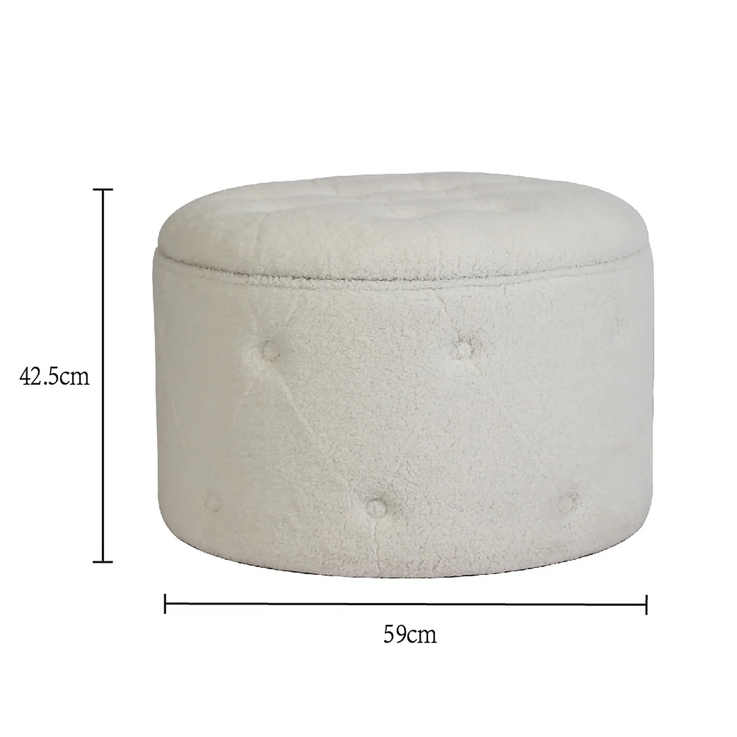 Betty Boucle Button Ottoman - Cream 6 Betty Boucle Button Ottoman - Cream - Image 6