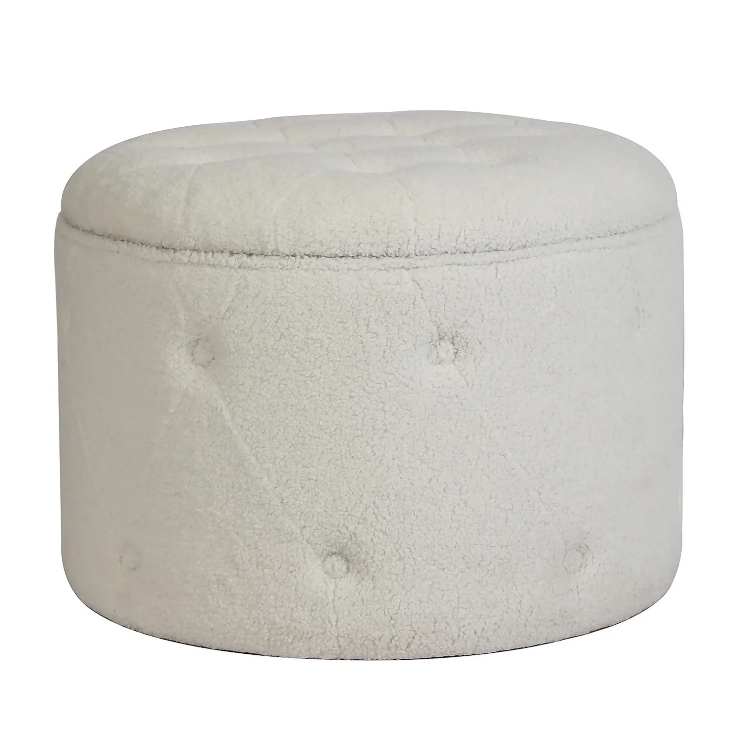 Betty Boucle Button Ottoman - Cream 1 Betty Boucle Button Ottoman - Cream