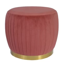 Gill Pleated Velvet Ottoman - Rose