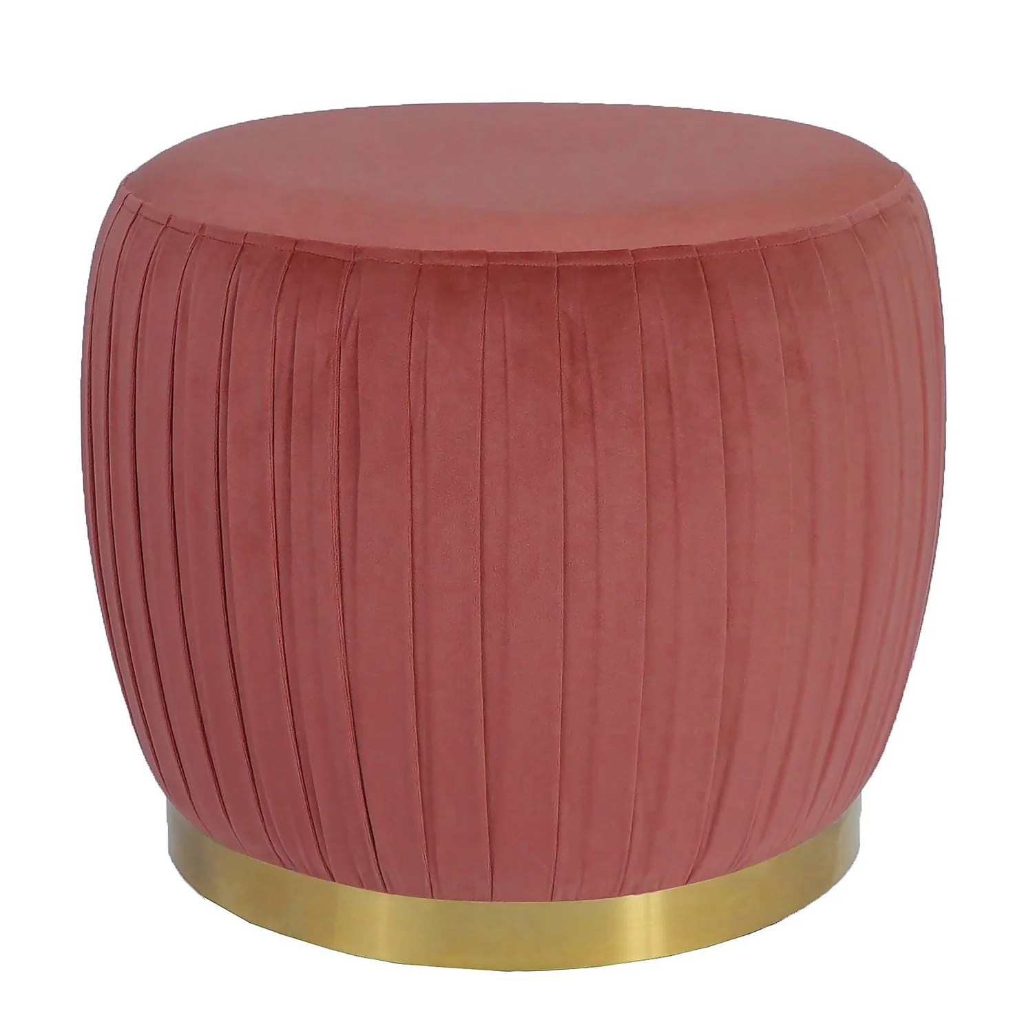Gill Pleated Velvet Ottoman - Rose 1 Gill Pleated Velvet Ottoman - Rose