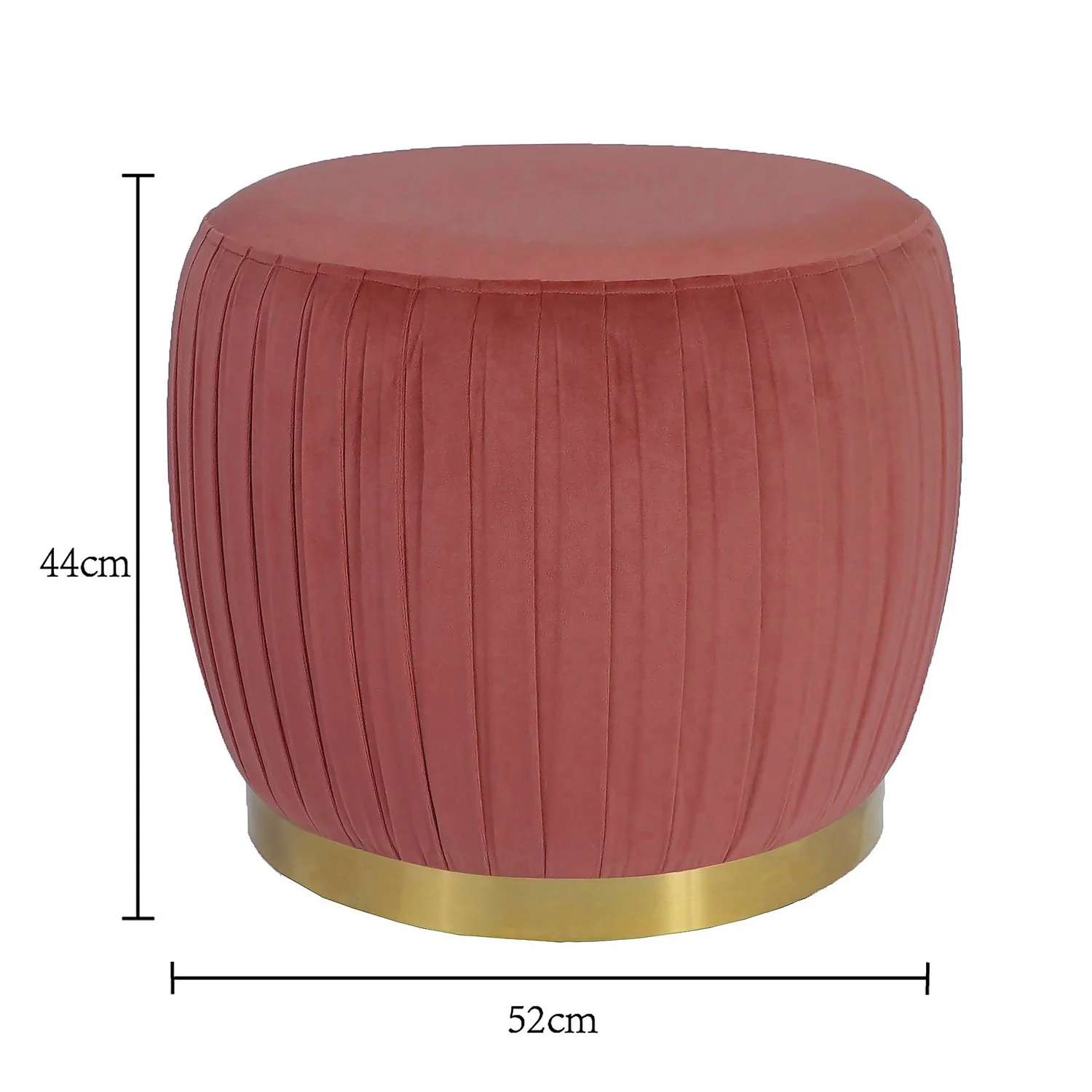 Gill Pleated Velvet Ottoman - Rose 4 Gill Pleated Velvet Ottoman - Rose - Image 4