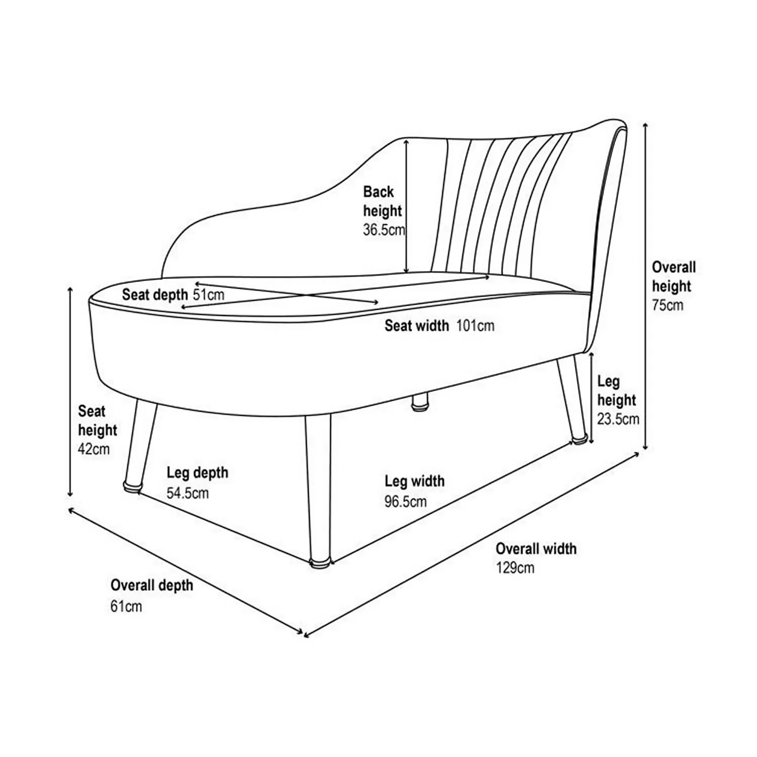 Gigi Velvet Chaise Longue - Cream 8 Gigi Velvet Chaise Longue - Cream - Image 8