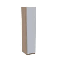 House Beautiful Escape Single Wardrobe, Oak Effect Carcass - Gloss White Handleless Door (W) 450mm X (H) 2196mm