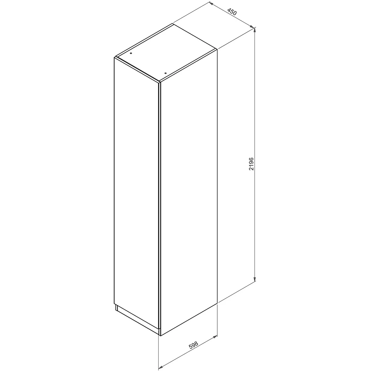 House Beautiful Escape Single Wardrobe, Oak Effect Carcass - Gloss White Handleless Door (W) 450mm X (H) 2196mm 4 House Beautiful Escape Single Wardrobe, Oak Effect Carcass - Gloss White Handleless Door (W) 450mm X (H) 2196mm - Image 4