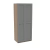 House Beautiful Realm Double Wardrobe, Oak Effect Carcass - Grey Shaker Doors (W) 900mm X (H) 2196mm